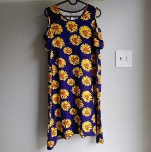 Eevee Yellow Daisy Cold Shoulder A-Line Dress
